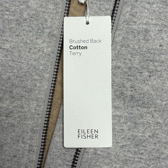 Eileen Fisher Brushed Cotton Terry Long Flight Jacket Size S Small Full Zip Gray - Picture 12 of 15